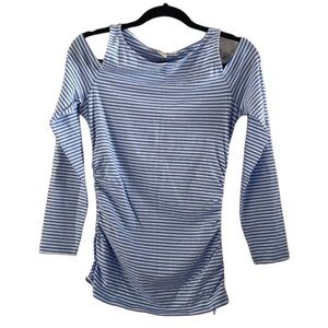 NWOT | Michael Kors | Cold Shoulder | Blue & White Stripe | Long Sleeve Top | S…